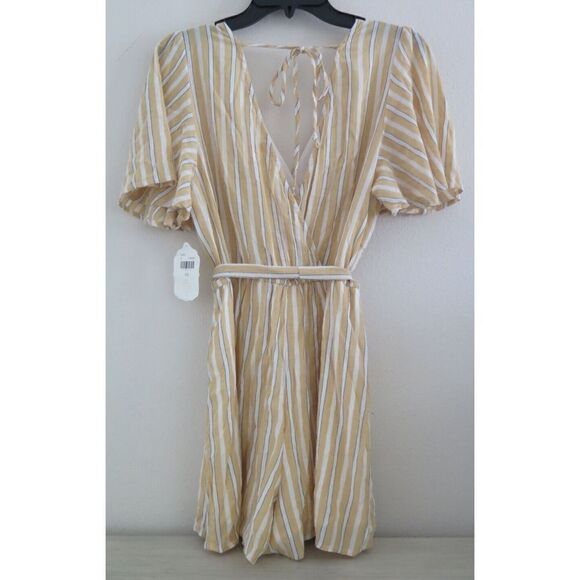 Altar'd State 26U2354EUI Womens Sz XL Mustard/Navy Striped Sleeveless Romper $70 - Picture 2 of 8